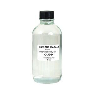 Herbs and Sea Salt Men's Body Oil Fresh Earthy and Ocean Fragrance Oil 4 oz